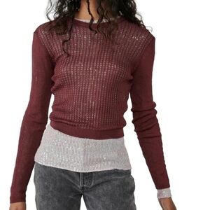 𝅺FREE People H2O Crew Pullover /Raw garnet